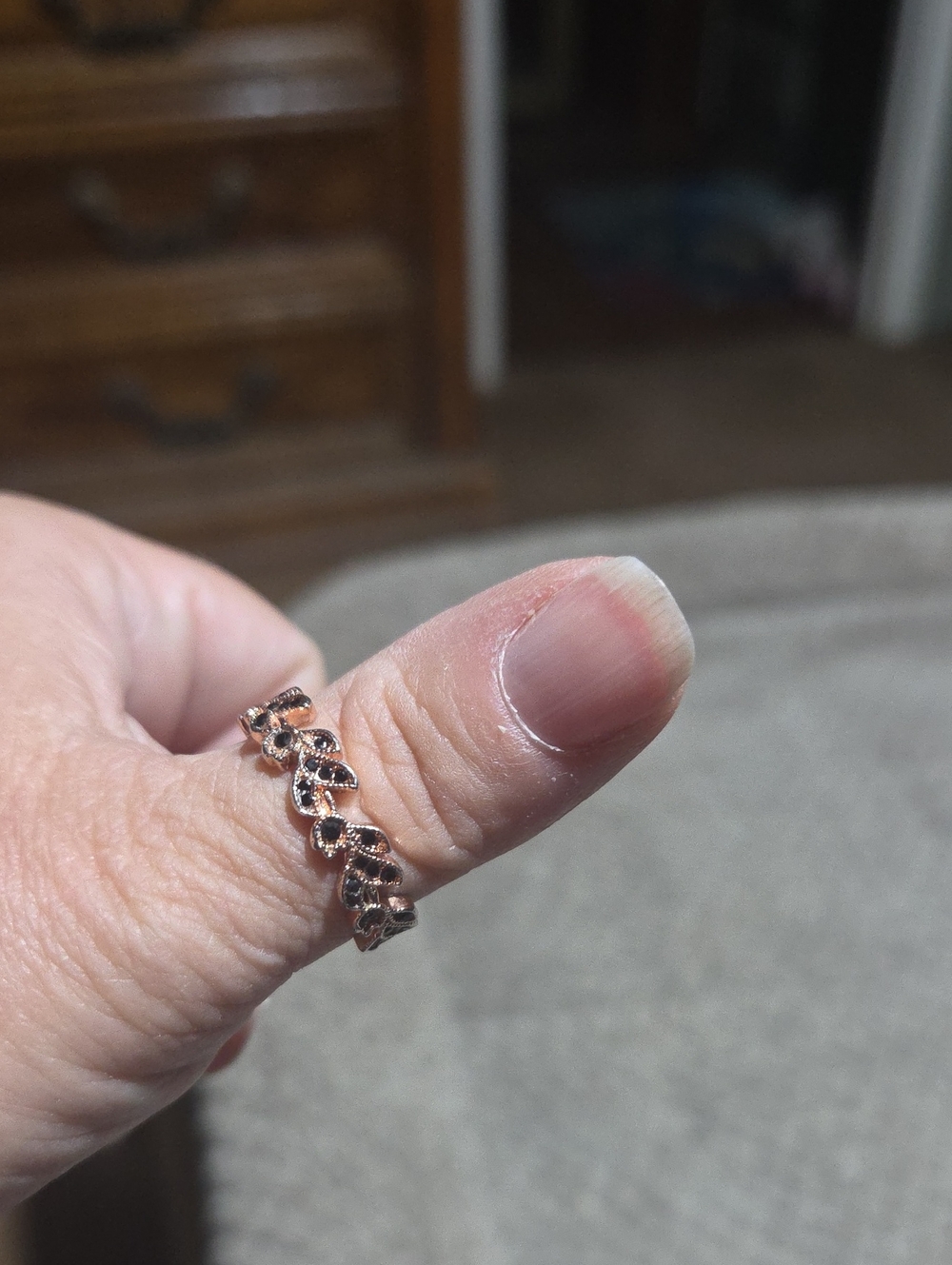 Rose Gold Leaf Pattern Stackable Ring - Women Jewelry